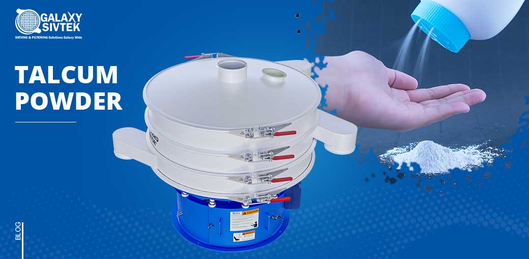 Sieving talcum powder with vibro separator.